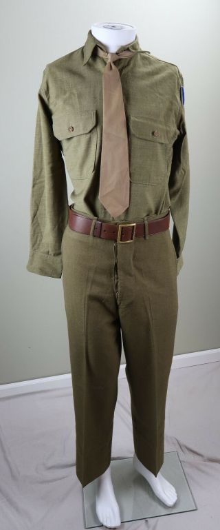 WW2 soldier dress uniform shirt & tie military US Army OD 88th Infantry division 4