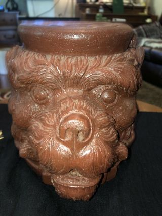 Black Forest Tobacco Jar Antique Large Dog Head Signed 11