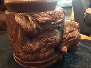 Black Forest Tobacco Jar Antique Large Dog Head Signed 3