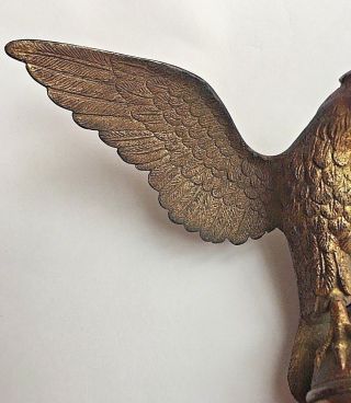 Antique 19th C American Eagle Flag Poll Topper Gilt Bronze Federal Spread Wing 7