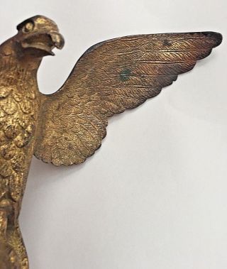 Antique 19th C American Eagle Flag Poll Topper Gilt Bronze Federal Spread Wing 8