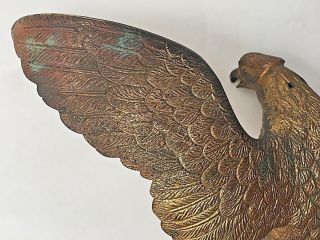 Antique 19th C American Eagle Flag Poll Topper Gilt Bronze Federal Spread Wing 9