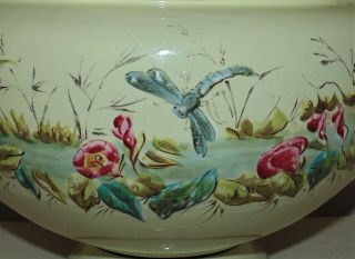 Antique French Victorian Enamel Ware Enamelware Soup Tureen Pot Swan Dragonfly 2