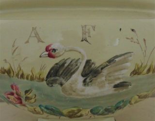 Antique French Victorian Enamel Ware Enamelware Soup Tureen Pot Swan Dragonfly 4