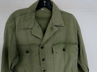 VINTAGE WW2 US MILITARY 40s HBT SHIRT / JACKET 13 STAR BUTTONS HERRINBONE OLIVE 2