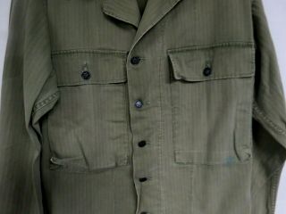 VINTAGE WW2 US MILITARY 40s HBT SHIRT / JACKET 13 STAR BUTTONS HERRINBONE OLIVE 5