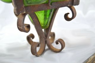 Vintage Gothic Cast Iron Arts & Crafts Bungalow Green Bubble Glass Porch Light 3