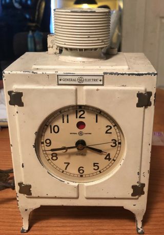 Vintage Warren Telechron Co.  Ge Refrigerator Ice Box Cast Iron Clock Great