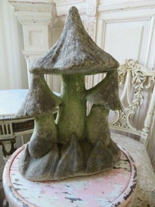 Omg Old Vintage Garden Mushrooms Statue 3 Together Chippy Paint Cement