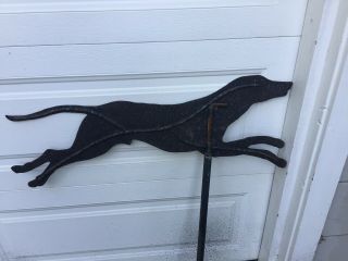 Antique Vtg 1800s Black Greyhound Dog Iron Weather Vane 36” X 41” England Old 4