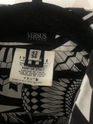 Versace Versus Black And White Patterned Silk Shirt Boxed With Tags 2