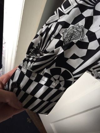 Versace Versus Black And White Patterned Silk Shirt Boxed With Tags 3