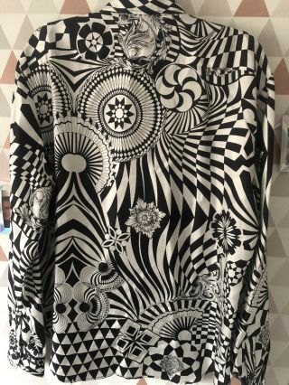 Versace Versus Black And White Patterned Silk Shirt Boxed With Tags 8