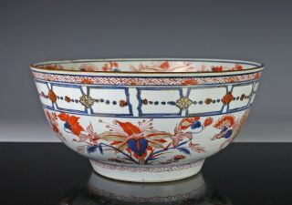 Large Antique Chinese Imari Porcelain Bowl With Gilt - Kangxi Period