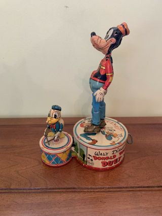 Rare Vintage 1946 Marx Walt Disney ' s Donald Duck Duet Tin Litho Wind Up Toy 4