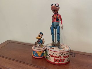 Rare Vintage 1946 Marx Walt Disney ' s Donald Duck Duet Tin Litho Wind Up Toy 5