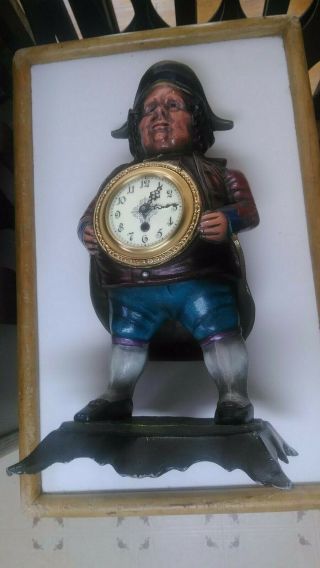 Bradley & Hubbard " John Bull " Ship Captain Cast Iron Novelty Clock Vintage