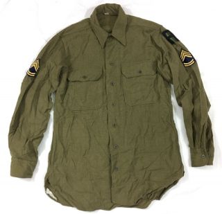 M1943 Ww2 Us Army Wool Shirt Od 1st Army Size 15x34 A18