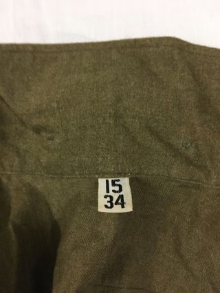 M1943 WW2 US ARMY Wool Shirt OD 1st ARMY Size 15X34 A18 6