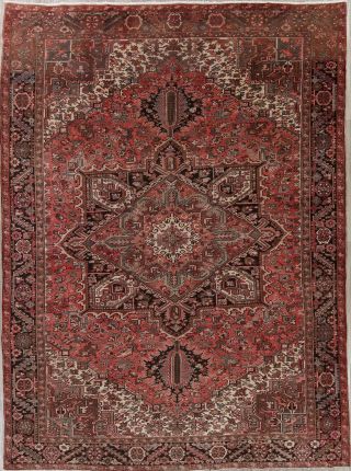 10x13 Vintage Geometric Pink Silver Grey Heriz Persian Area Rugs Oriental Carpet