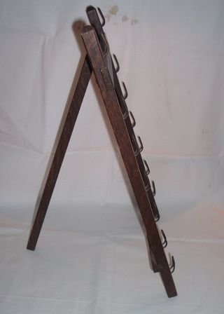 Antique 19th Century Oak Country Store rack / display PIONEER - Seed packets ? 3