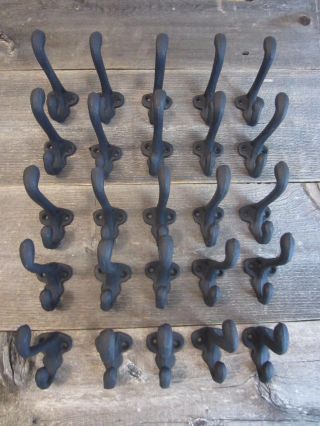 100 Cast Iron Black School Style Coat Hooks Hat Hook Tree Restoration 3 1/4 "