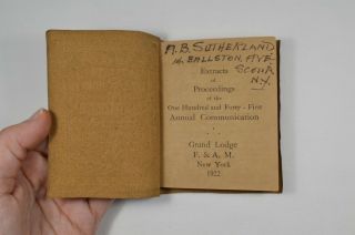 1922 Extracts of Proceedings GRAND LODGE F&AM York Mason Mini - Book RARE 4