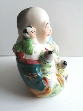 Antique Chinese Porcelain Happy Laughing Buddha Children Famille Rose Bisque 3