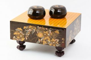 Japanese Traditional Small Go Board Game Lacquer Maki - E By Ryuzan