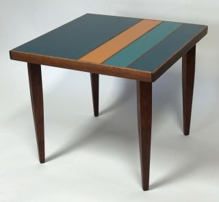 Mid - Century Modern Danish Peter Pepper Resin Top Walnut Wood Side Table 2