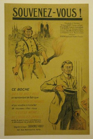 French anti - German poster linen First World War I WW1 WWI 1918 Gottlob 2