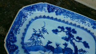 18TH C CHINESE EXPORT PORCELAIN BLUE AND WHITE PLATTER WITH DEER 10 3/4 inches 5