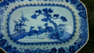 18TH C CHINESE EXPORT PORCELAIN BLUE AND WHITE PLATTER WITH DEER 10 3/4 inches 7