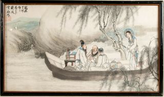 A Rare Chinese Antique Ink Painting On Paper,  Framed.