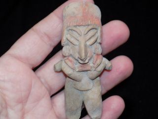Pre - Columbian Mayan Warrior Effigy Figure,  Clay Warrior Effigy