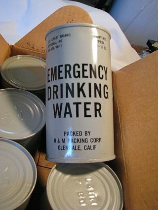 Vintage Military U.  S.  Coast Guard Emergency Drinking Water And Food Cans