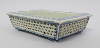 Antique 18thc Chinese Porcelain Rectangular Bowl Come Tray Qianlong Period