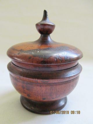 18th.  - 19thc Antique Primative Treenware Lathe Turned Salt Box