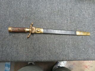 Wwi Imperial German Hirschfanger Hunting Sword W/ Scabbard - Engraved Blade