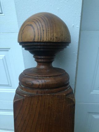 Antique Chestnut Turned Newel Post 1895 - 1915 Old Arts & Crafts VTG Wood Salvage, 5