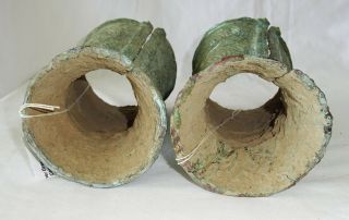 10 - 11C Pair Cambodian S.  E.  Asian Khmer Excavated Long Bronze Bracelets (Mil) 9