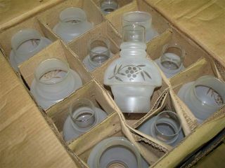 Vintage Nos Case Of 24 Corning Glass Acid Etched Glass Chimney Shades