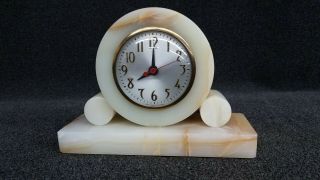 Vintage Art Deco Sessions Shelf Clock W/alabaster Case
