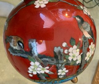 LARGE Antique Japanese Cloisonne Round Lidded Jar.  Meijii 12