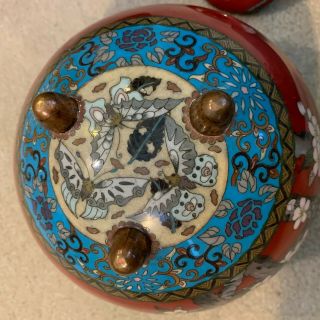 LARGE Antique Japanese Cloisonne Round Lidded Jar.  Meijii 4