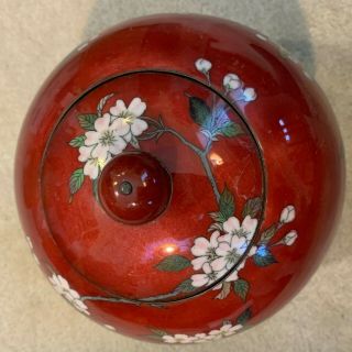 LARGE Antique Japanese Cloisonne Round Lidded Jar.  Meijii 9