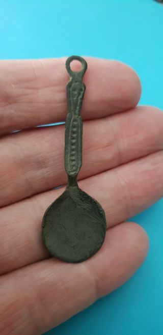 Ancient Viking Bronze Amulet " Spoon " 8th - 9th Century Uk Find