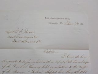 Civil War Letter 1865 Steamer Triton Alexandria Virginia Fort Monroe Ship VTG NR 2