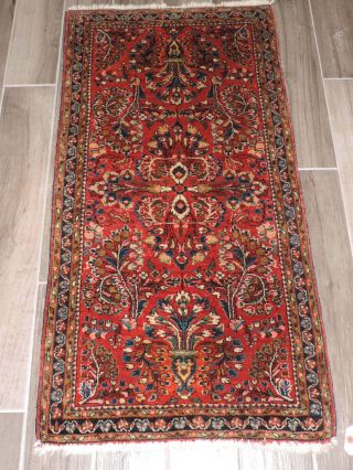 Vintage Handmade Persian Sarouk Wool Rug 2x4ft.