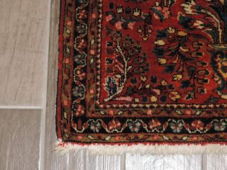 Vintage Handmade Persian Sarouk Wool Rug 2x4ft. 2